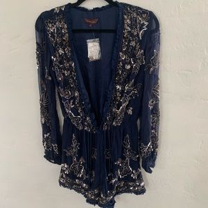 BRAND NEW W/ TAGS - Free People / Ranna Gill - Beaded/Embezzled Romper